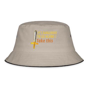 Pixel Sword Take This Hero - Bucket Hat - khaki/black - Front