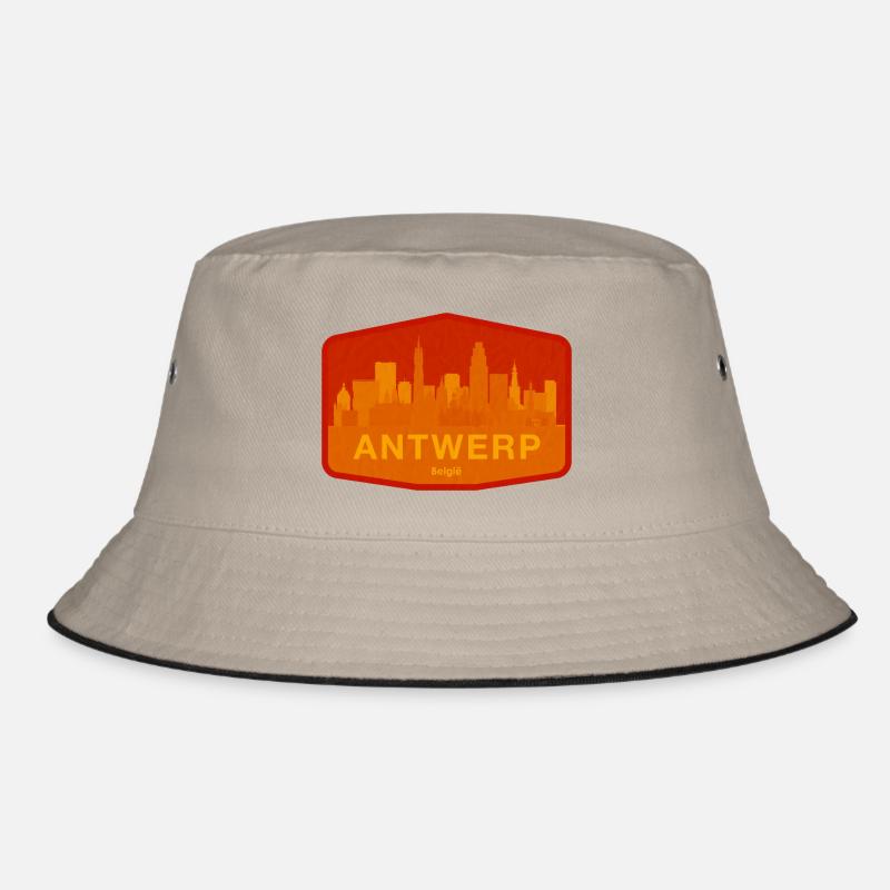 Antwerp Skyline Wärmeorange - Bucket Hat - Khaki/Schwarz