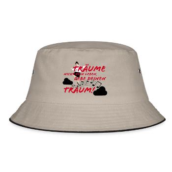 Träume dein Leben - Bucket Hat - Khaki/Schwarz - Vorne