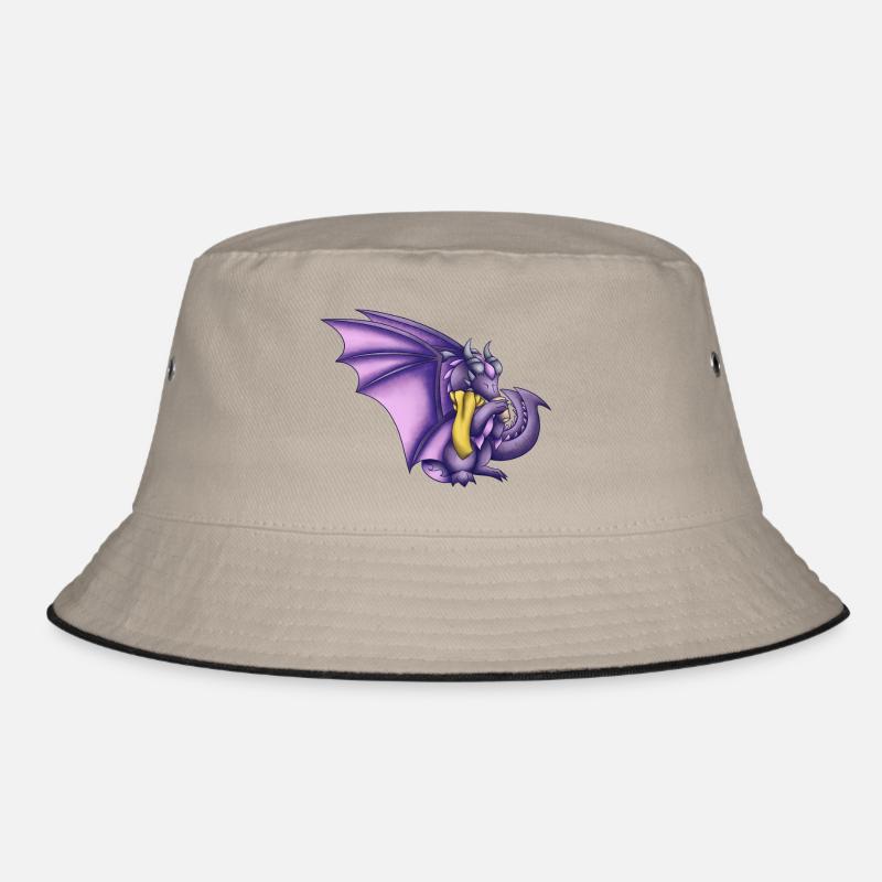 Herbst Lila Drache - Bucket Hat - Khaki/Schwarz