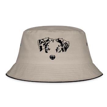 minimal Australian Shepherd Aussie dog - Bucket Hat - khaki/black - Front