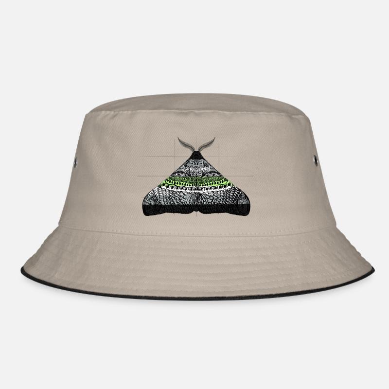 Agender pride moth motif A - Bucket Hat - khaki/black