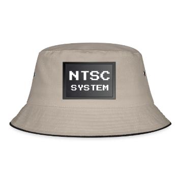 Retrogaming - NTSC-System - Bucket Hat - Khaki/Schwarz - Vorne
