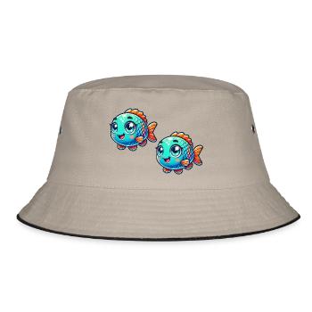 fisch comic 2 - Bucket Hat - Khaki/Schwarz - Vorne