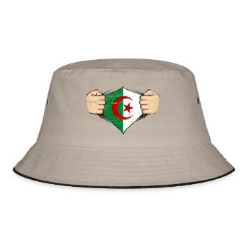 Algerien Flagge Design used - Bucket Hat - Khaki/Schwarz - Vorne