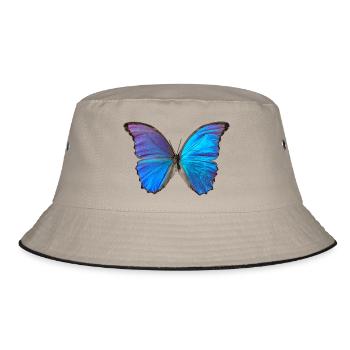 Blauer Schmetterling - Bucket Hat - Khaki/Schwarz - Vorne