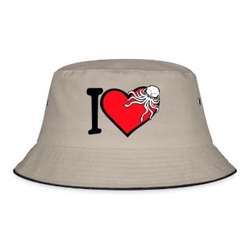 J’aime le cœur de pieuvre J’aime le symbole du coeur Logo mignon - Bob - kaki/noir - Devant
