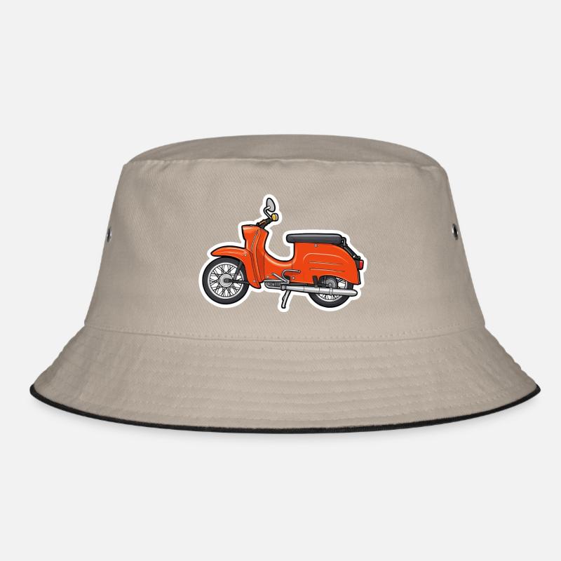 Retro Orange Simson Schwalbe Design - Bucket Hat - Khaki/Schwarz