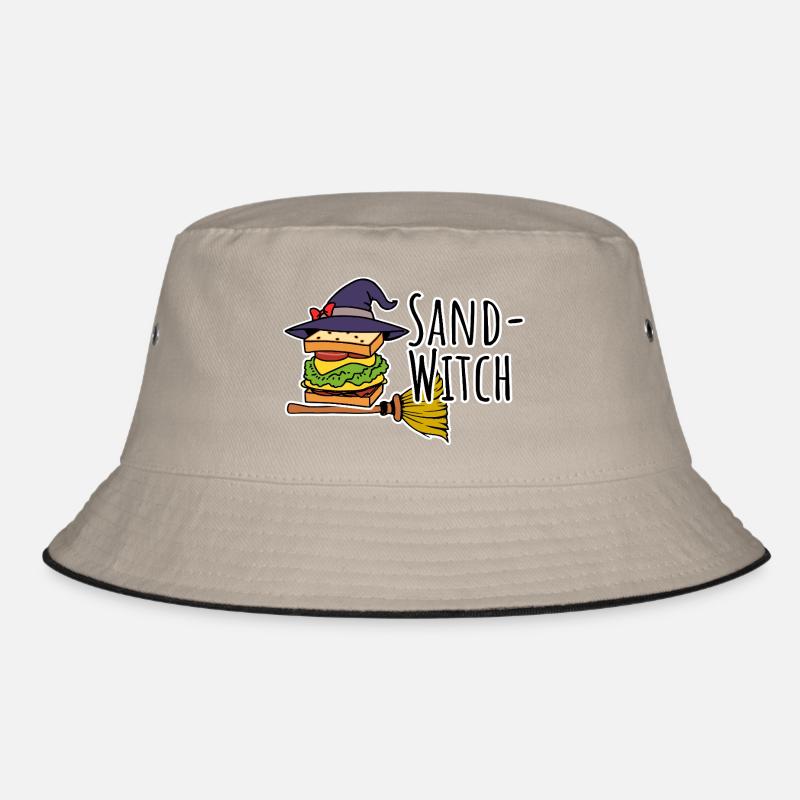 Die Hexe ist ein Sand-Witch, Halloween Hexen Brot! - Bucket Hat - Khaki/Schwarz