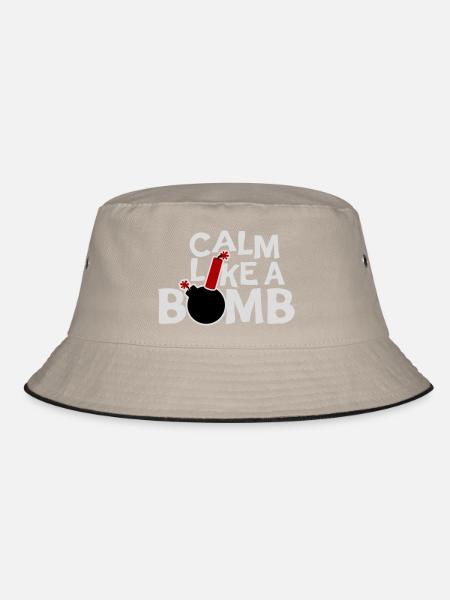 Calm Like Bomb Paradox Irony Humor Explosive Joke - Bucket Hat - khaki/black - Front