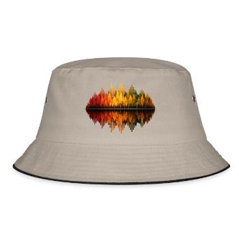 Bäume, Wald, Natur, Wildnis, Outdoor, Reflexion - Bucket Hat - Khaki/Schwarz - Vorne
