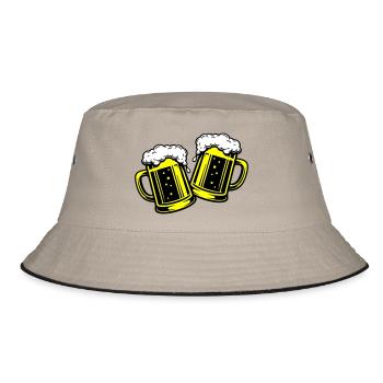 Bierglas Bier Anstossen - Bucket Hat - Khaki/Schwarz - Vorne