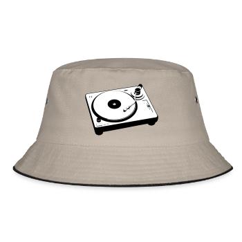 Turntable Plattenspieler DJ - Bucket Hat - Khaki/Schwarz - Vorne