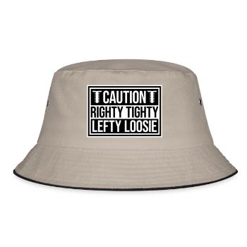 Righty Tighty Lefty Loosie Lustig Heimwerker Logo - Bucket Hat - Khaki/Schwarz - Vorne