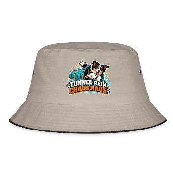Tunnel Rein Chaos Raus – Hundedesign - Bucket Hat - Khaki/Schwarz - Vorne