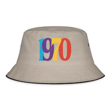 Geboren 1970 70 Geburtstagsgeschenk - Bucket Hat - Khaki/Schwarz - Vorne