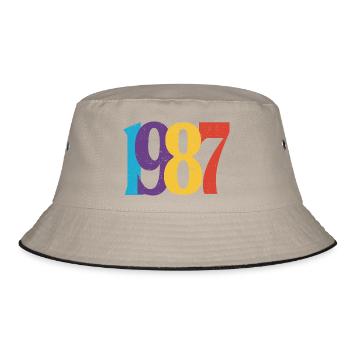 Geboren 1987 Geburtstagsgeschenk Geburtstag 87 - Bucket Hat - Khaki/Schwarz - Vorne