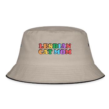 Lesbian Cat Mom - Bucket Hat - khaki/black - Front