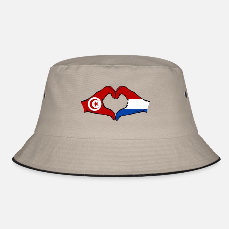 Tunisia Holland Flag Hands Heart Shape Bucket Hat