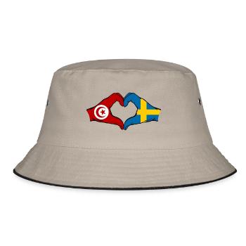 Tunisia Sweden Flag Hands Heart Shape - Bucket Hat - khaki/black - Front
