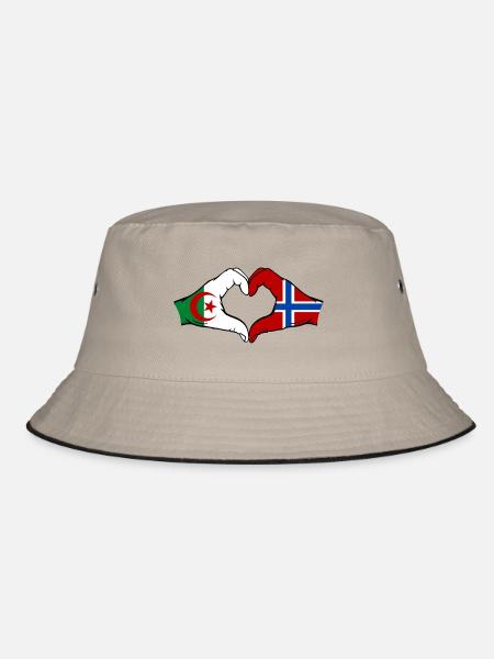 Algeria Norway Flag Hands Heart Shape - Bucket Hat - khaki/black - Front