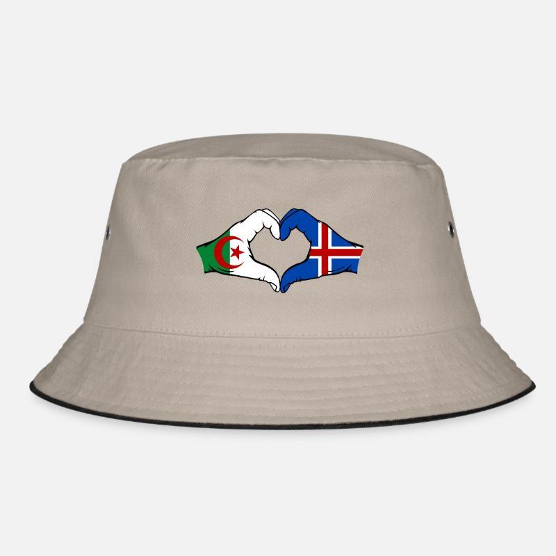 Algérie Islande Drapeau Mains Coeur Forme Bob