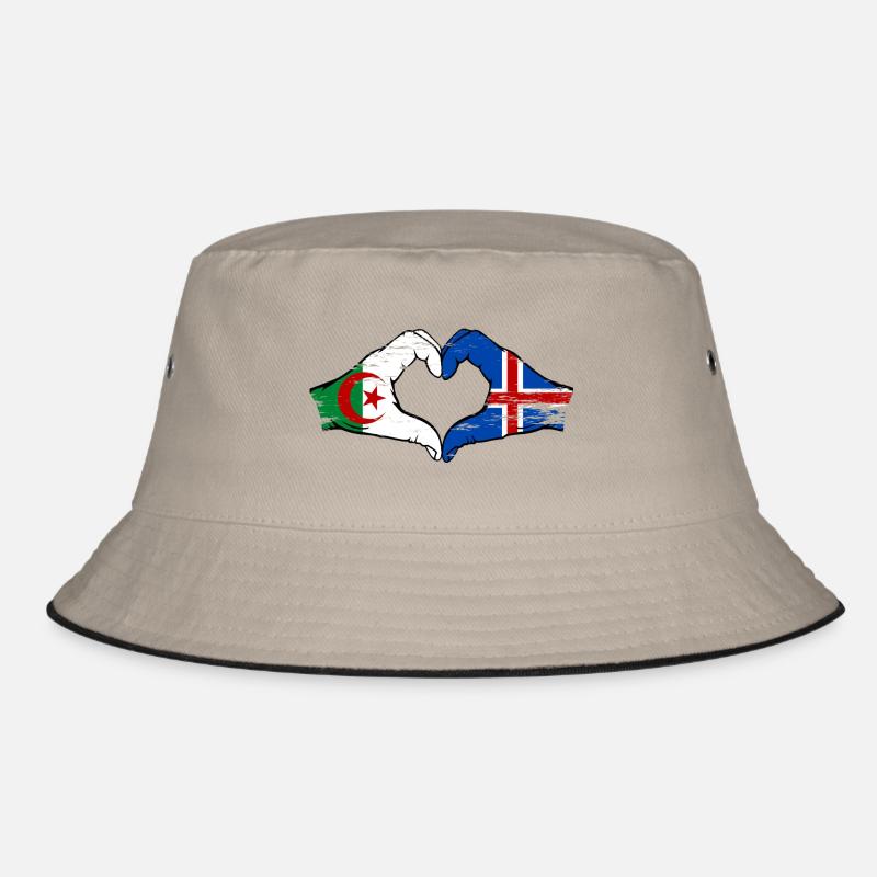 Algérie Islande Drapeau Mains Coeur Forme Utilisé Bob