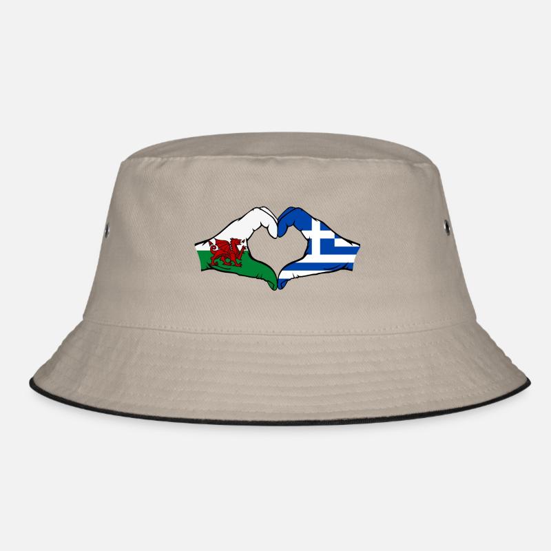 Pays de Galles Grèce Drapeau Mains Coeur Forme Bob