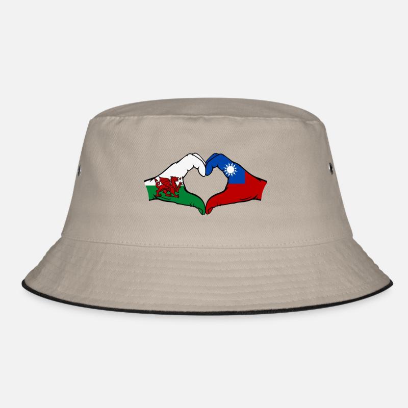 Pays de Galles Taiwan Drapeau Mains Coeur Forme Bob