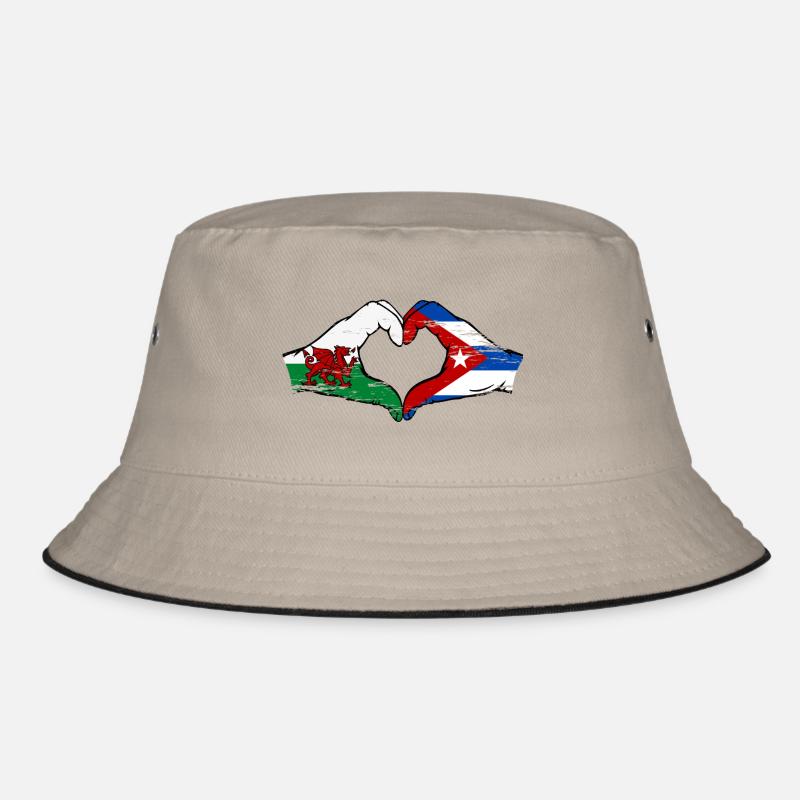 Pays de Galles Cuba Drapeau Mains Coeur Forme Utilisé Bob