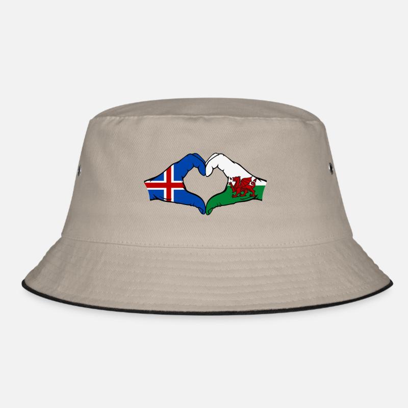Islande Pays de Galles Drapeau Mains Coeur Forme Bob