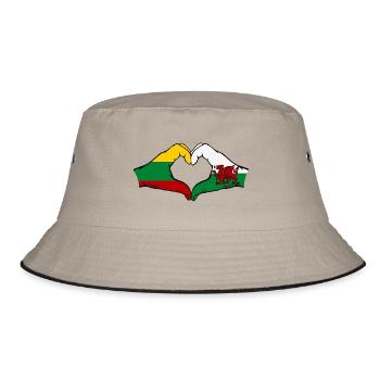 Lituanie Pays de Galles Drapeau Mains Coeur Forme - Bob - kaki/noir - Devant