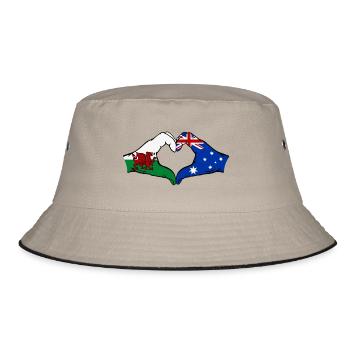 Wales Australia Flag Hands Heart Shape - Bucket Hat - khaki/black - Front
