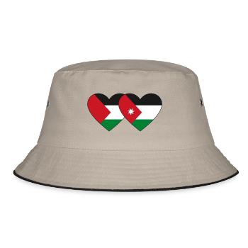 Palestine Jordan Flag Heart - Bucket Hat - khaki/black - Front