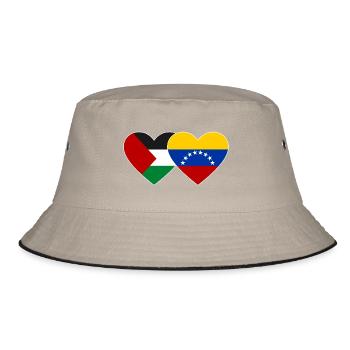 Palestine Venezuela Drapeau Coeur - Bob - kaki/noir - Devant