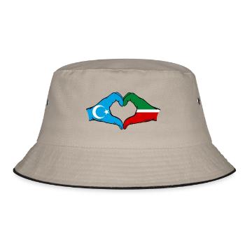 Uyghur Tatarstan Flag Hands Heart Shape - Bucket Hat - khaki/black - Front