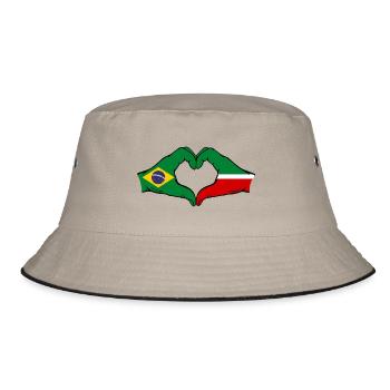 Brazil Tatarstan Flag Hands Heart Shape - Bucket Hat - khaki/black - Front