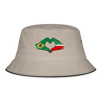 Brazil Tatarstan Flag Hands Heart Shape Used - Bucket Hat - khaki/black - Front