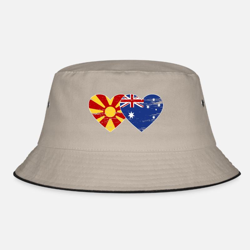 Mazedonien Australien Flagge Herz used Bucket Hat