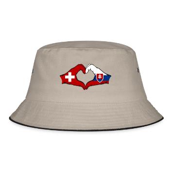 Schweiz Slowakei Flagge Hände Herzform - Bucket Hat - Khaki/Schwarz - Vorne