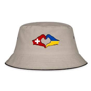 Switzerland Ukraine Flag Hands Heart Shape - Bucket Hat - khaki/black - Front