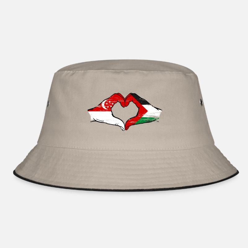 Singapour Palestine Drapeau Mains Coeur Forme Utilisé Bob