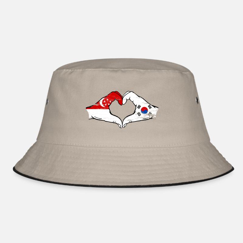 Singapour Drapeau de la Corée du Sud mains forme de coeur utilisé Bob