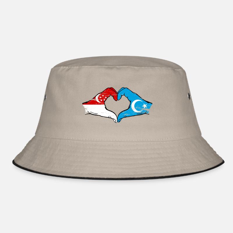 Singapur Uiguren Flagge Hände Herzform used Bucket Hat