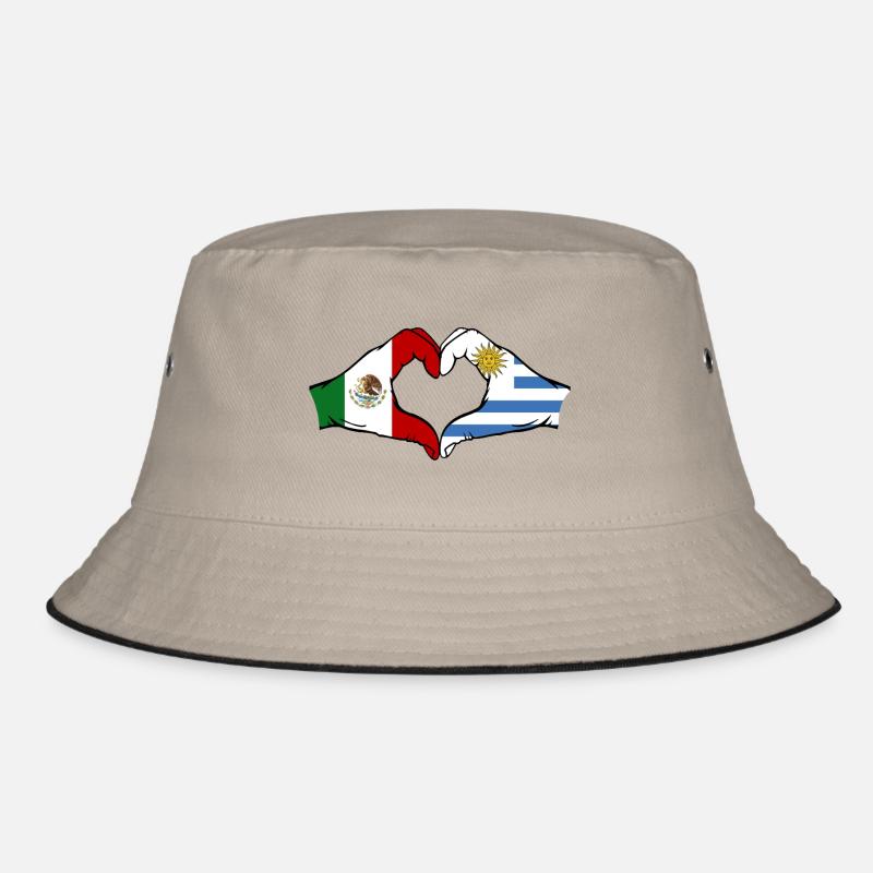 Mexique Uruguay drapeau mains forme de coeur utilisé - Bob - kaki/noir