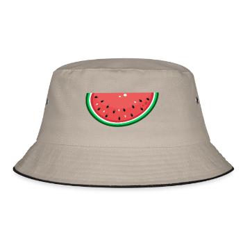 Wassermelone Design Scheibe - Bucket Hat - Khaki/Schwarz - Vorne