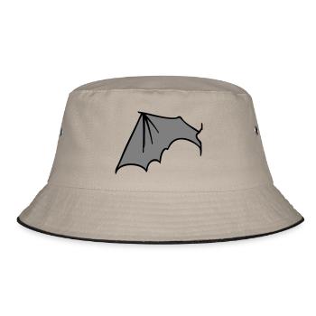 batwing_left_grey - Bucket Hat - khaki/black - Front