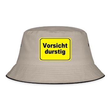 Vorsicht durstig Signet - Bucket Hat - Khaki/Schwarz - Vorne