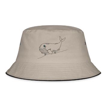 Blauwal mit Skateboard - Bucket Hat - Khaki/Schwarz - Vorne
