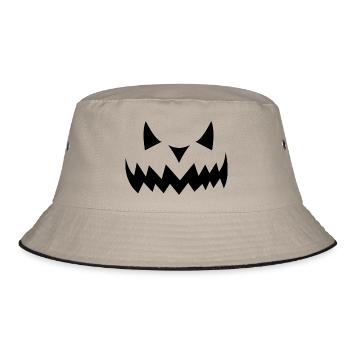 Halloween Kürbis - Bucket Hat - Khaki/Schwarz - Vorne